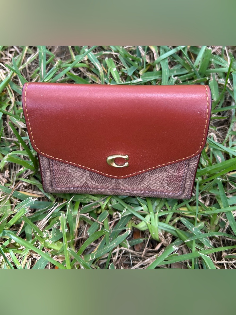 Coach Signature Color Block Trifold Wallet